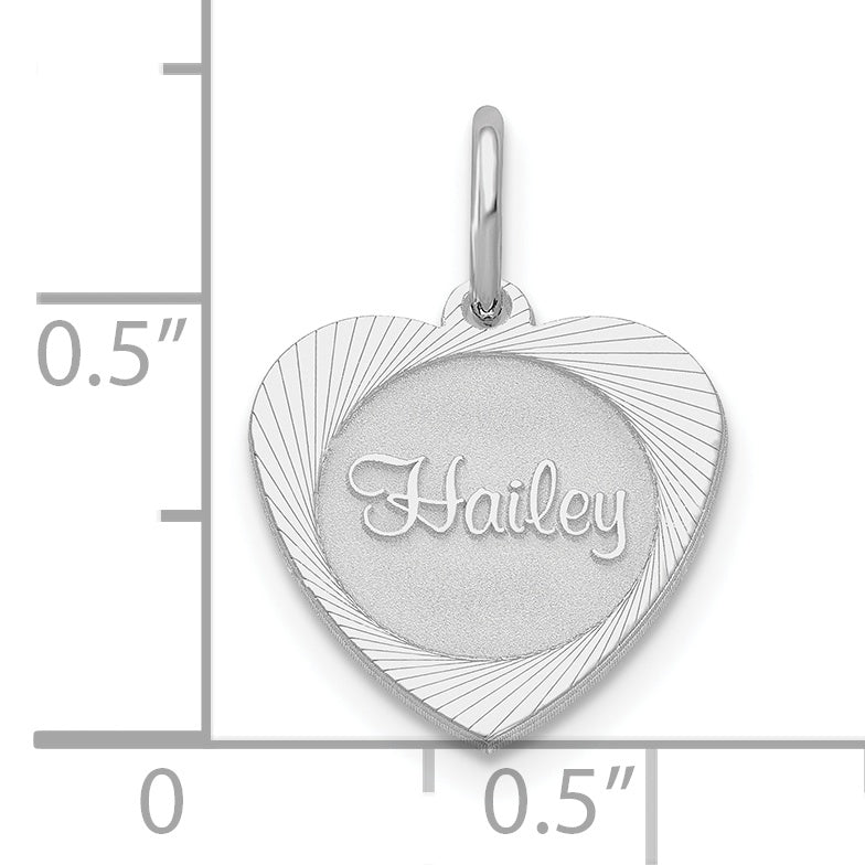 14K White Gold Small Heart Disc Name Charm