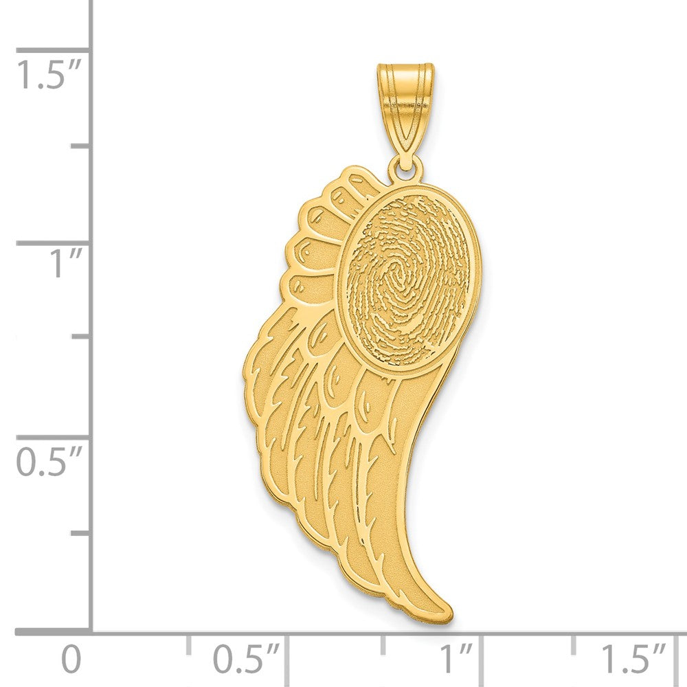 14K Yellow Gold Angel Wing Fingerprint Pendant