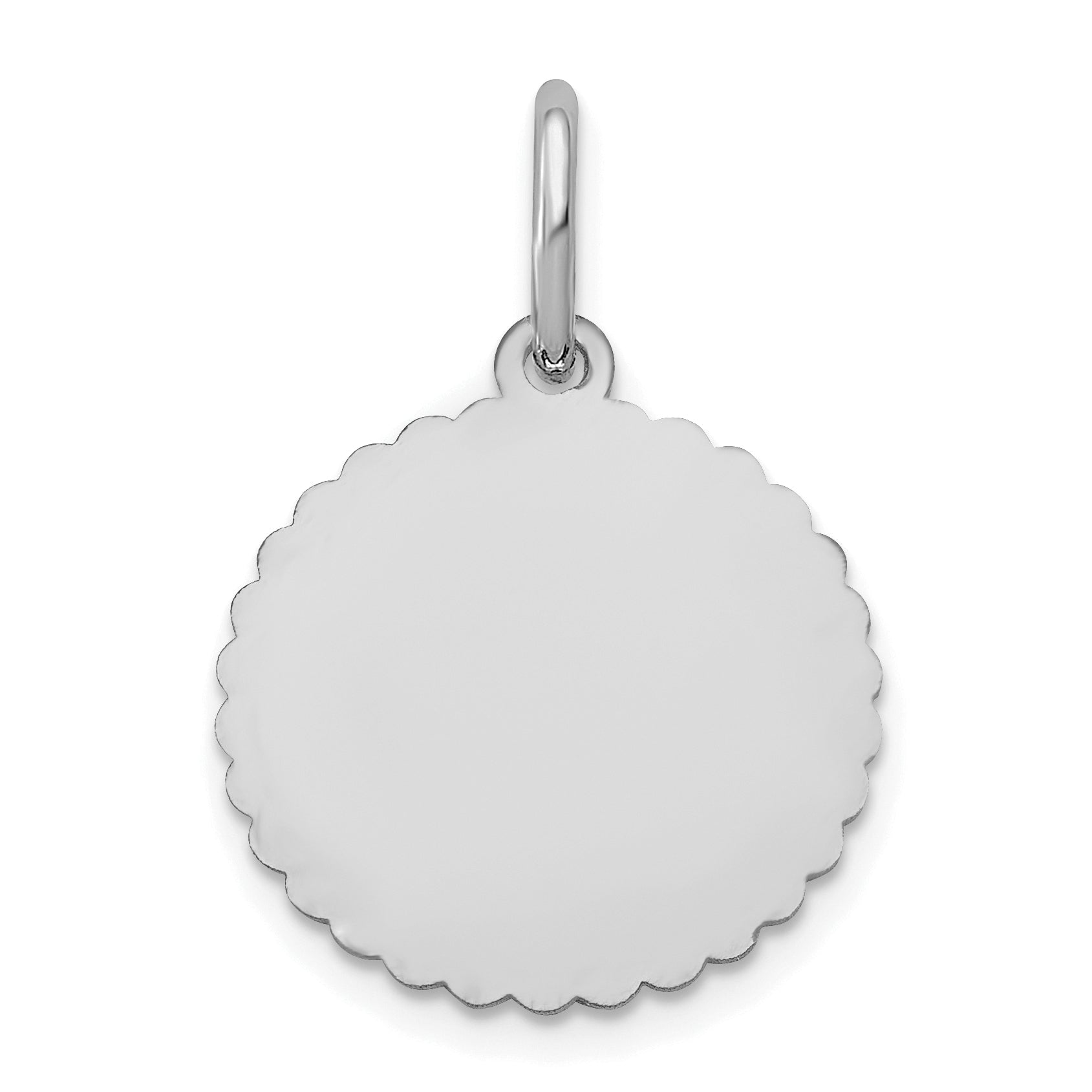 14K White Gold Scalloped Disc With Name Charm