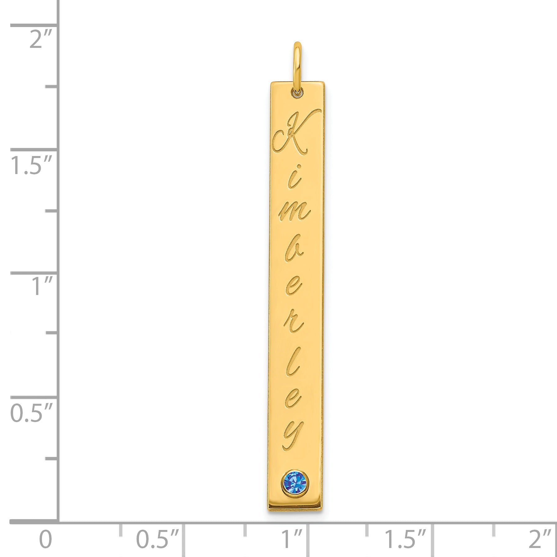 14K Yellow Gold Yg Lg Epoxy Name Bezel Birthstone Bar Charm