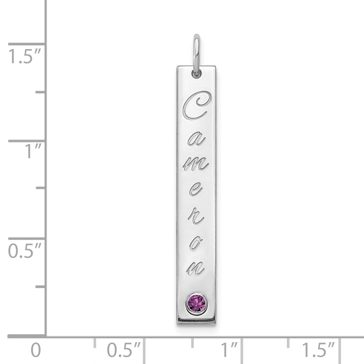 14K White Gold Wg Med Epoxy Name W/ Rhod Pld Bezel Bs Bar Charm