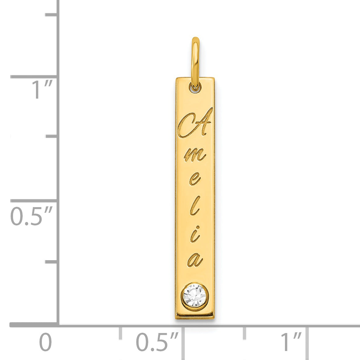 14K Yellow Gold Yg Small Epoxy Name Bezel Birthstone Bar Charm
