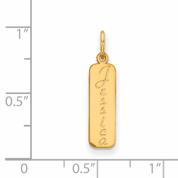 14K Yellow Gold Script Font Name Bar Charm