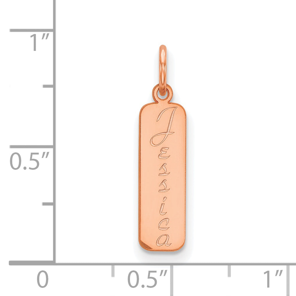 14K Rose Gold Script Font Name Bar Charm