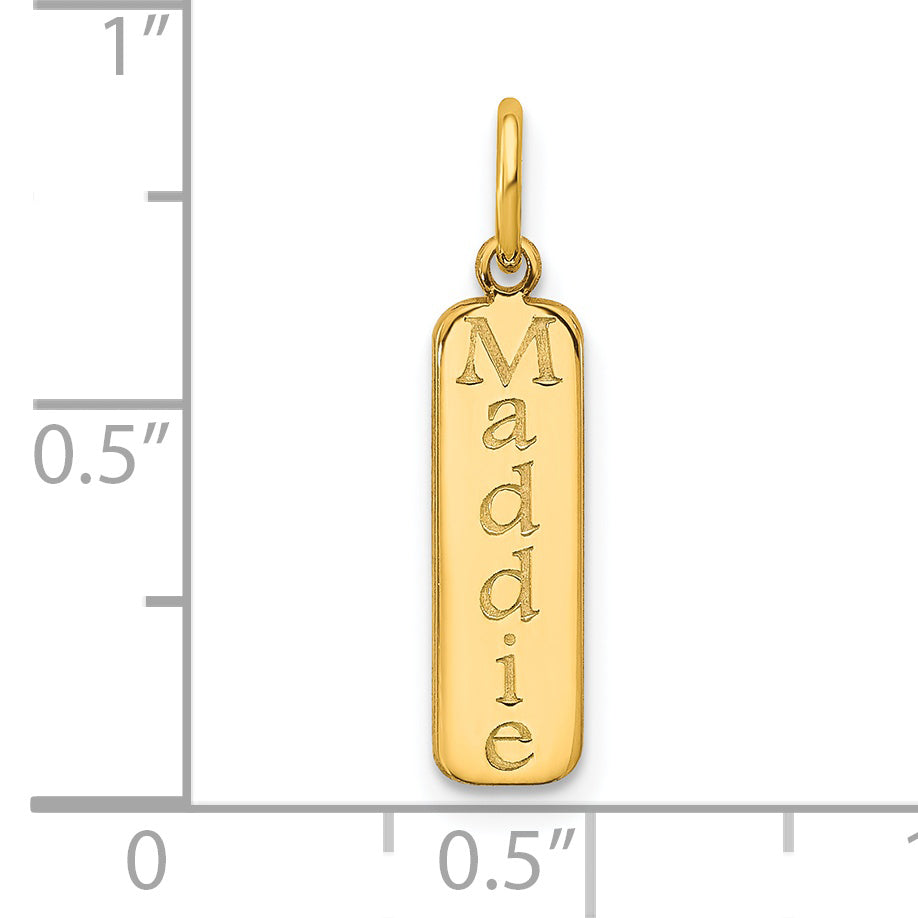 14K Yellow Gold Block Font Name Bar Charm
