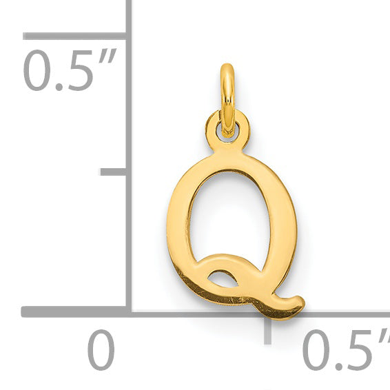 14K Yellow Gold 14Ky Cutout Letter Q Initial Pendant