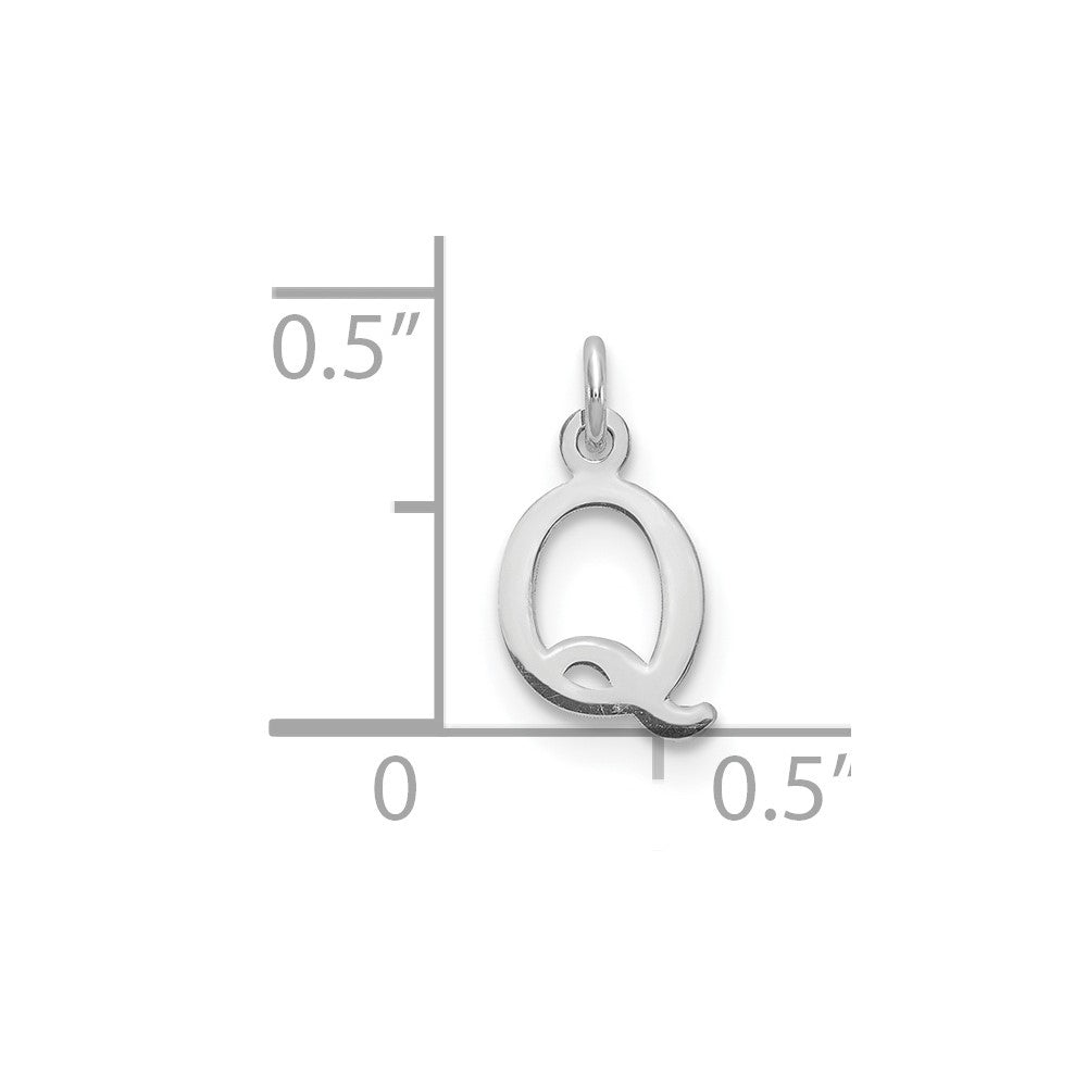 14K White Gold 14Kw Cutout Letter Q Initial Pendant