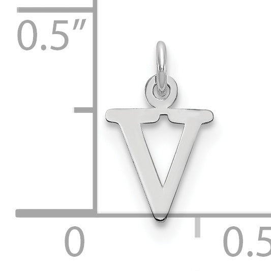 10K White Gold 10Kw Cutout Letter V Initial Charm