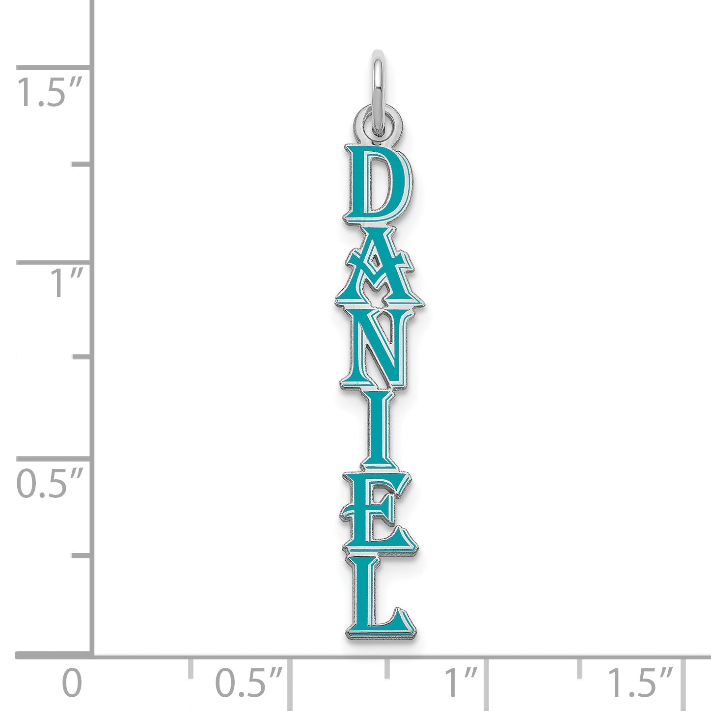 Sterling Silver Rhodium Plated Algerian Font Epoxy Name Plate Charm