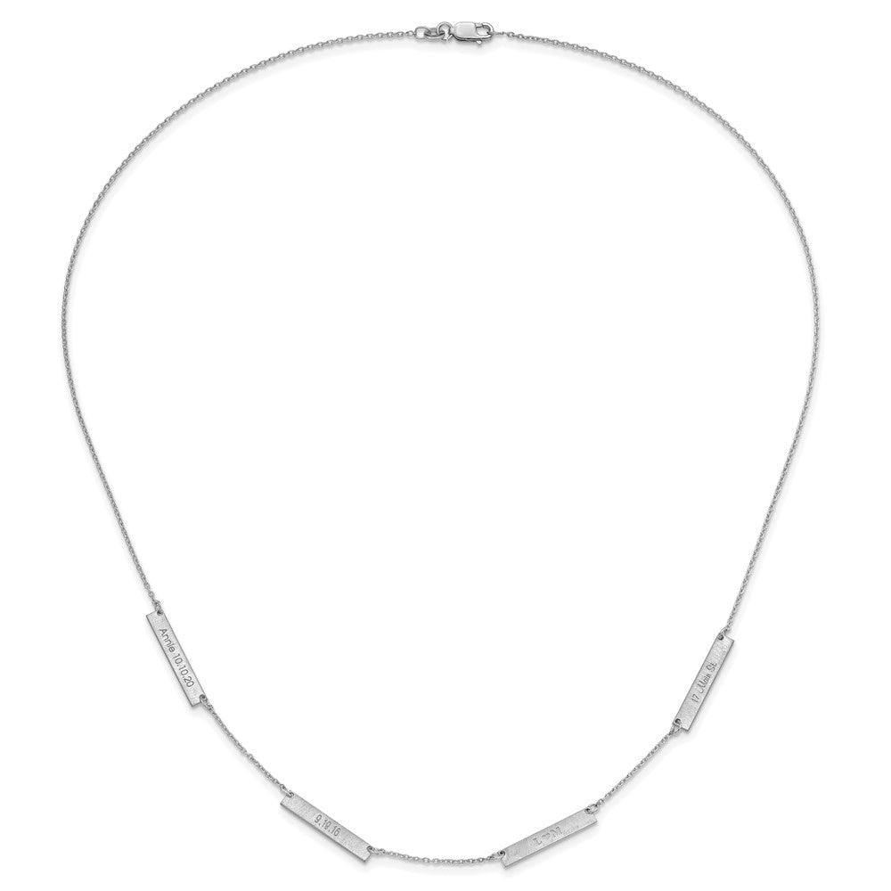 Sterling Silver Silver/Rhodium Plated Brushed 4 Station Necklace