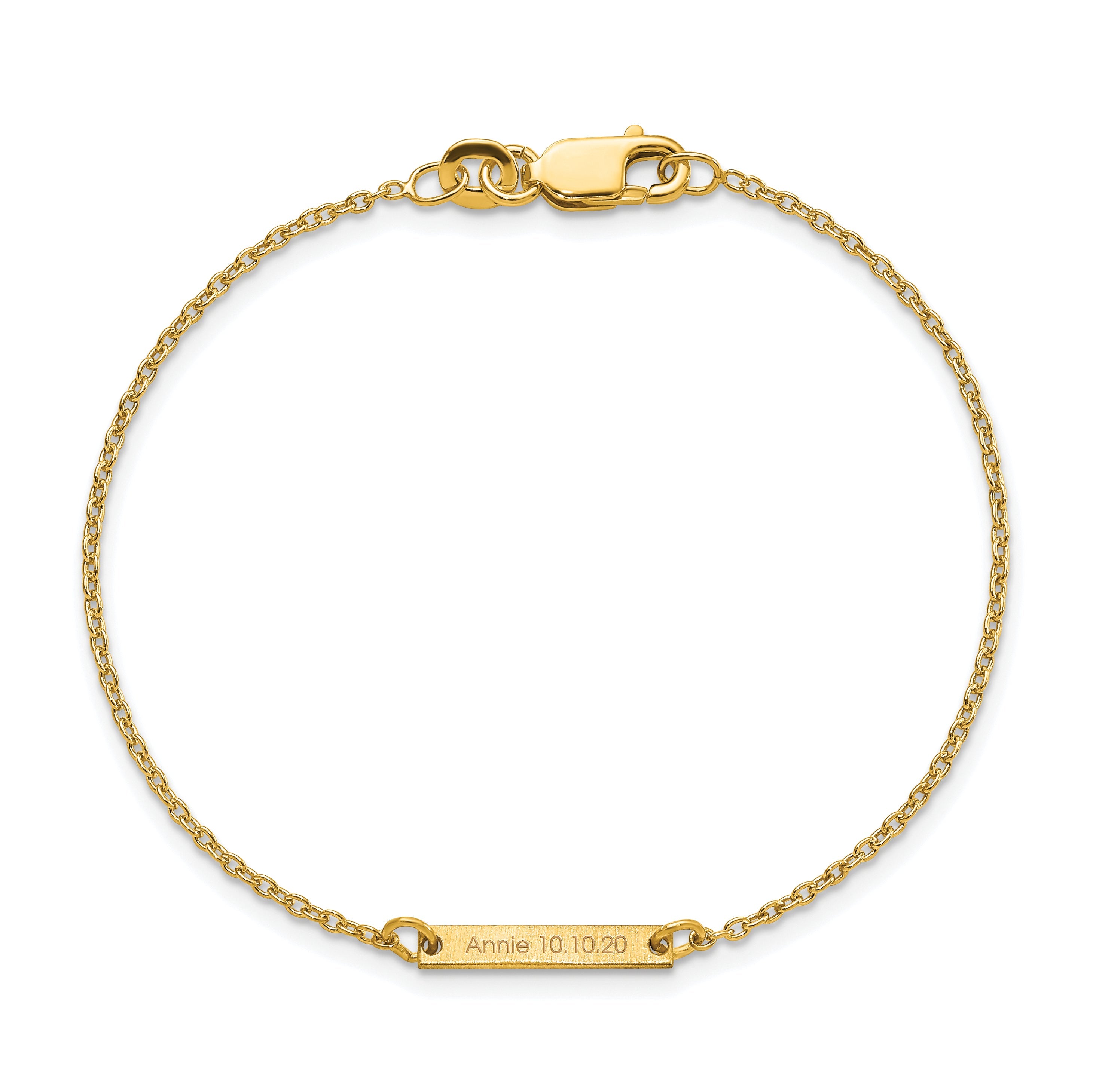 Gold Plated Sterling Silver/Gold Brushed 1 Station Bracelet