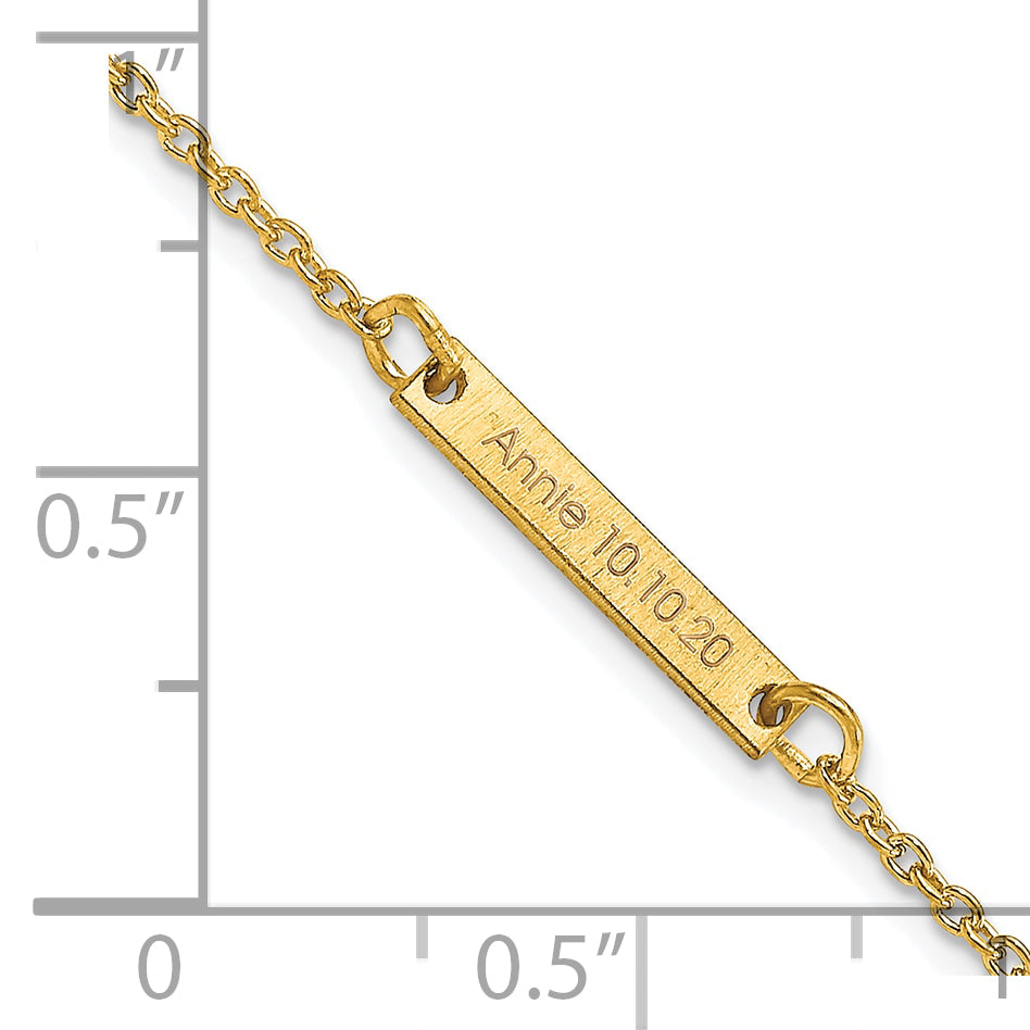 14K Yellow Gold Brushed 1 Station Bracelet