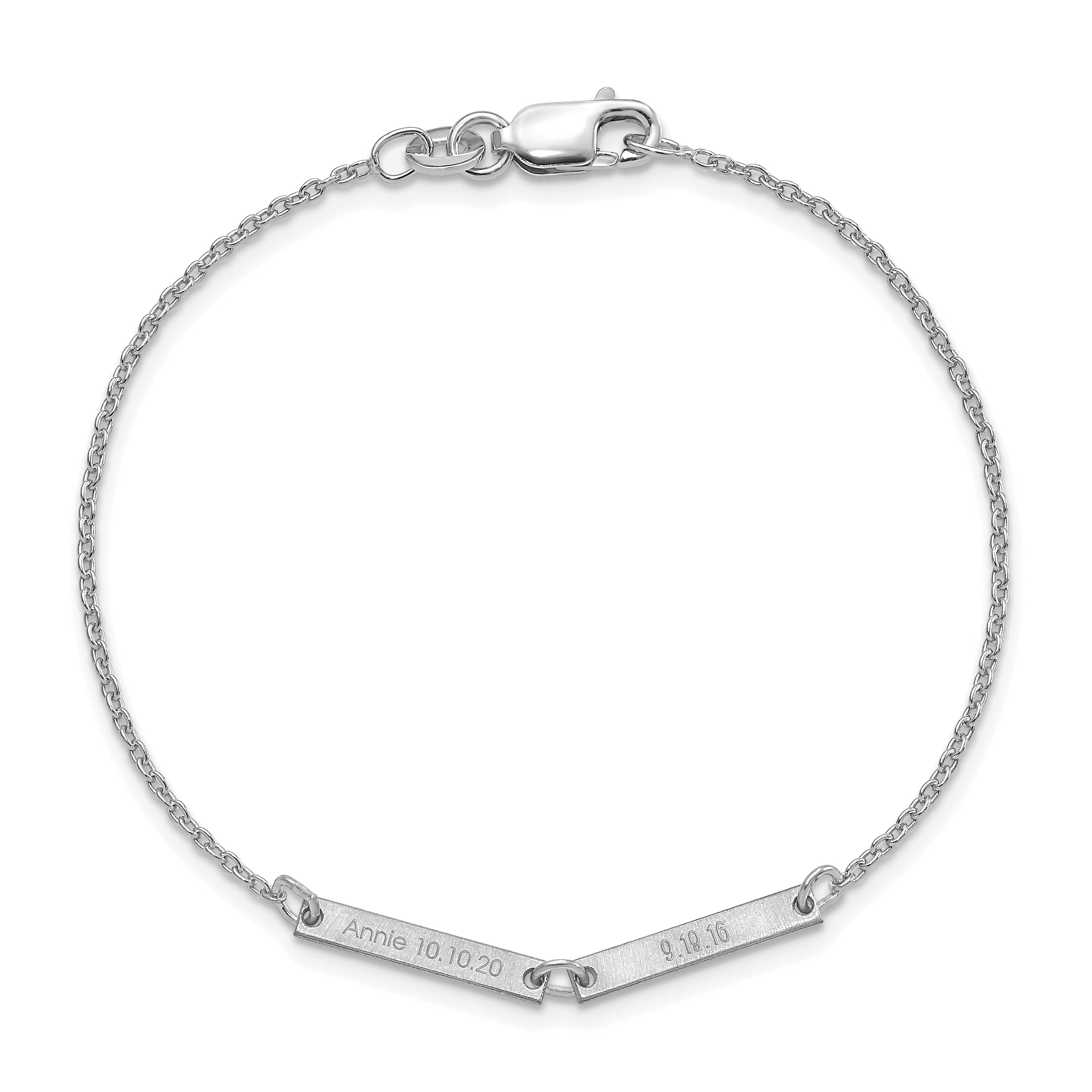 Sterling Silver Silver/Rhodium Plated Brushed 2 Station Bracelet