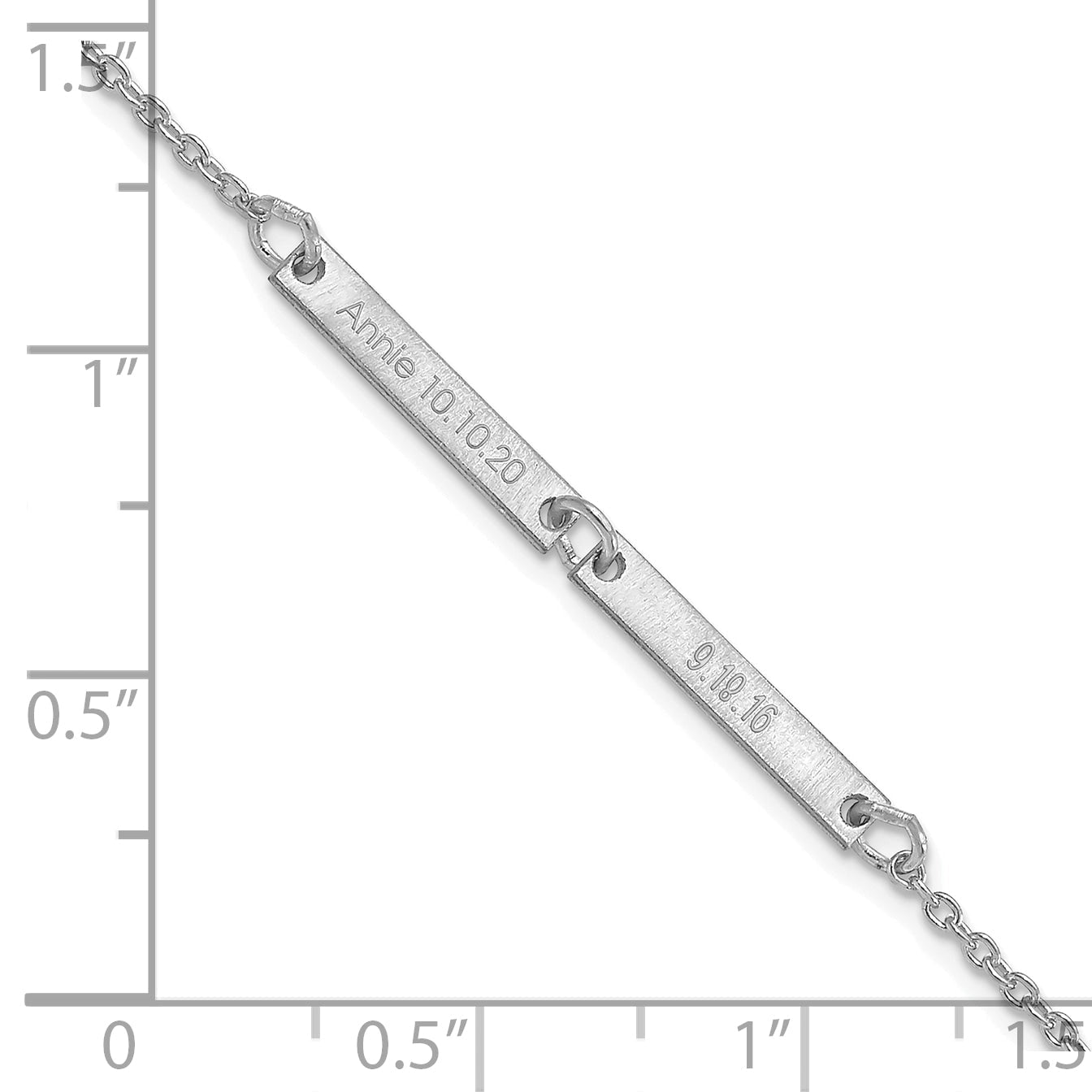 14K White Gold Brushed 2 Station Bracelet