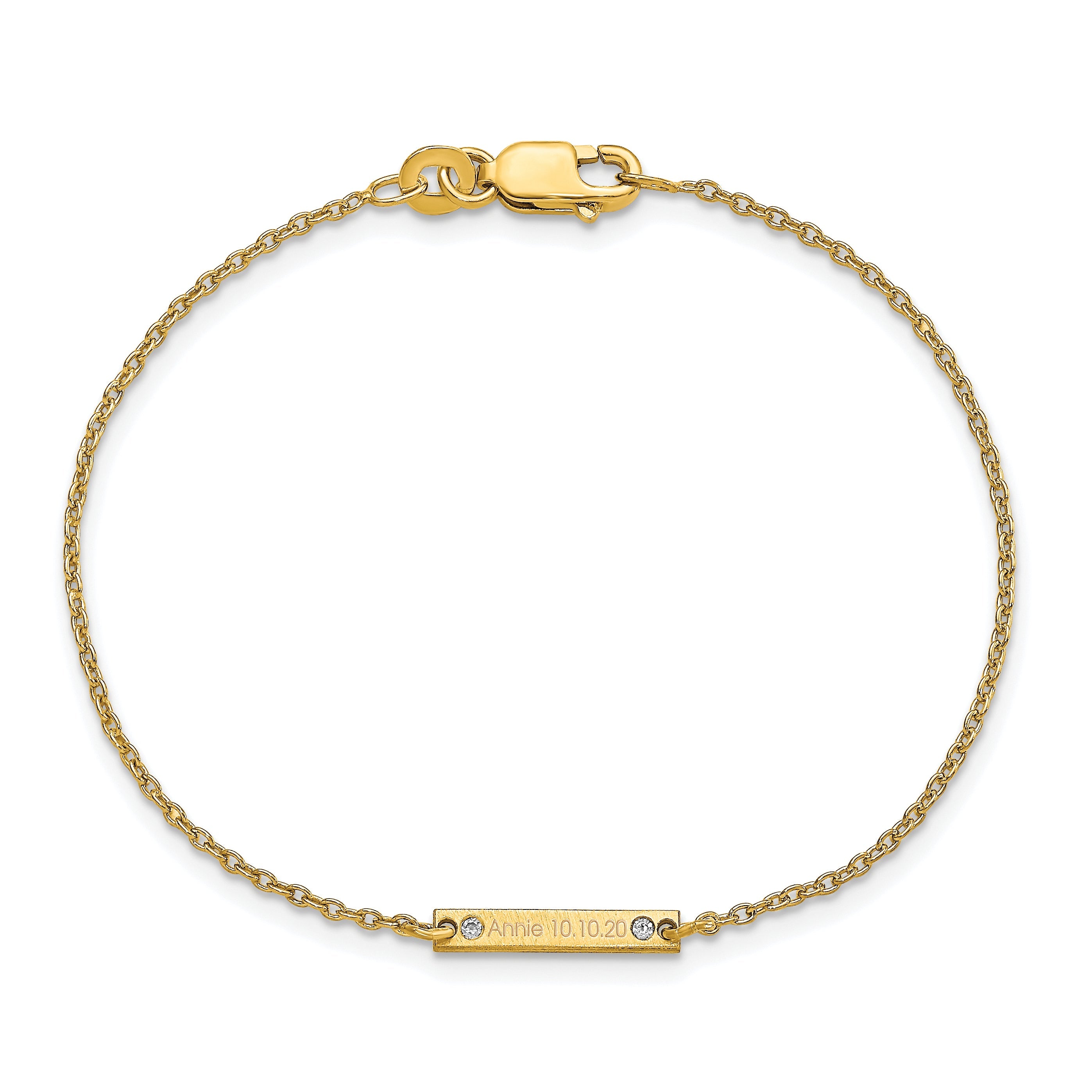 Gold Plated Brushed 1 Station Diamonds Bracelet