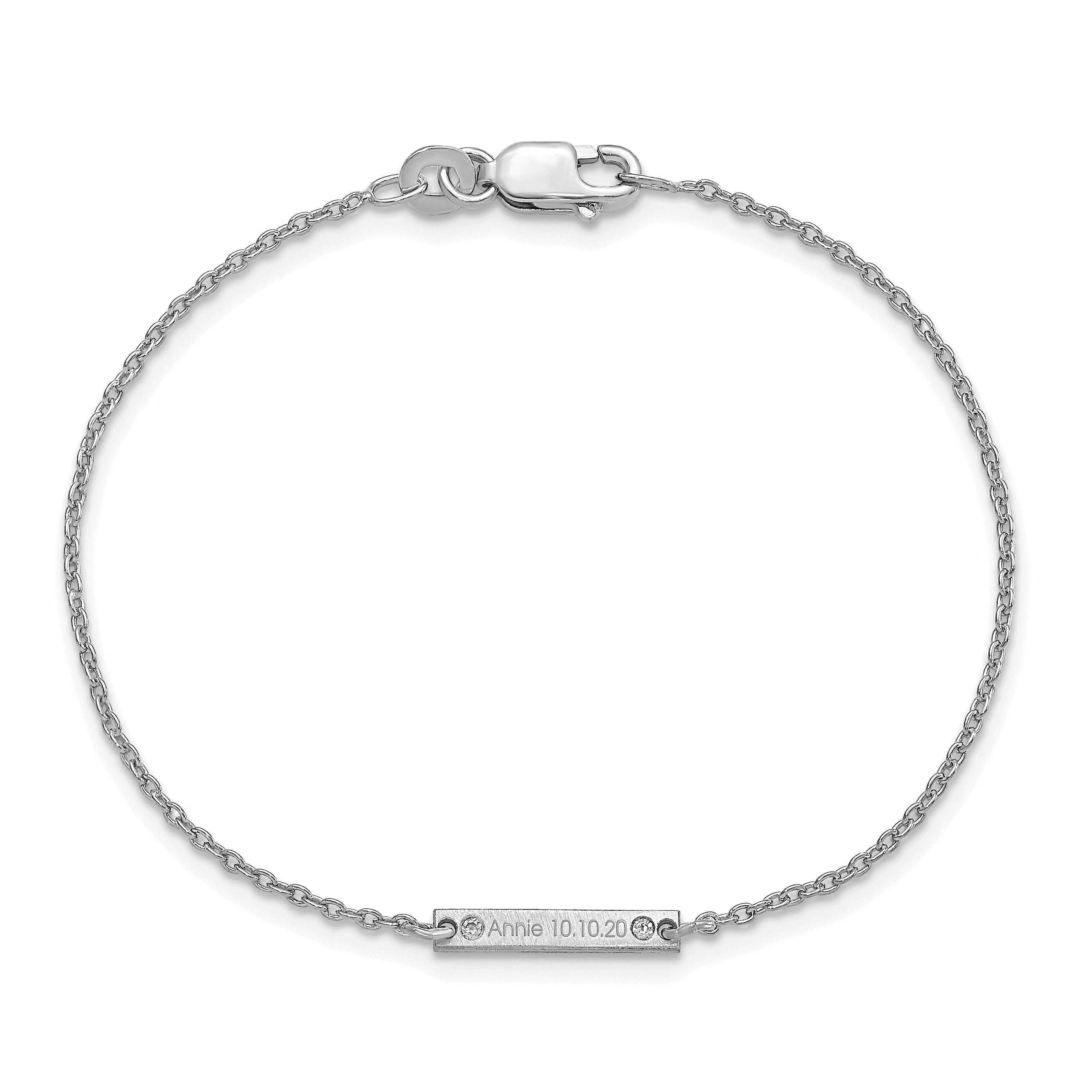 Sterling Silver Rhodium Plated Brushed 1 Station Diamonds Bracelet