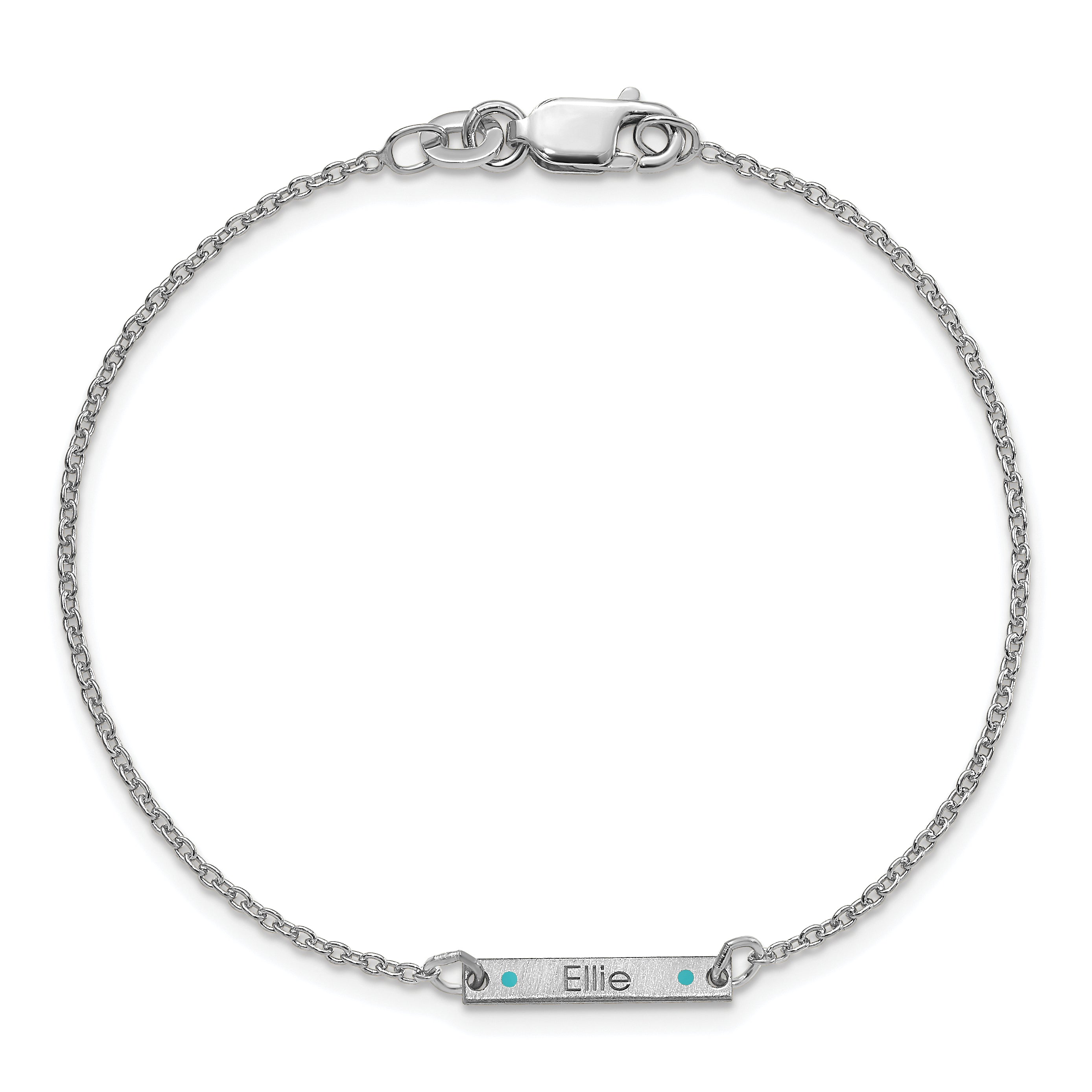 Sterling Silver Rhodium Plated Brushed 1 Station Epoxy Dots Bracelet