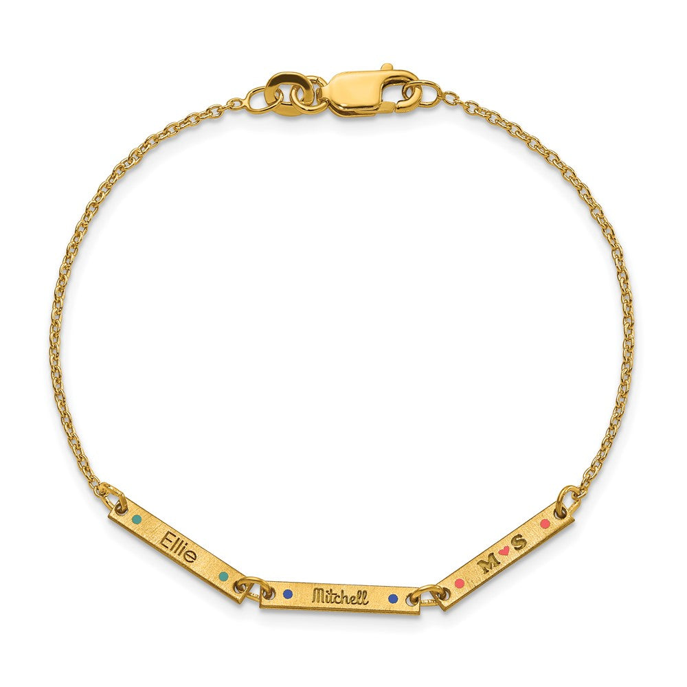 Gold Plated Brushed 3 Station Epoxy Dots Bracelet