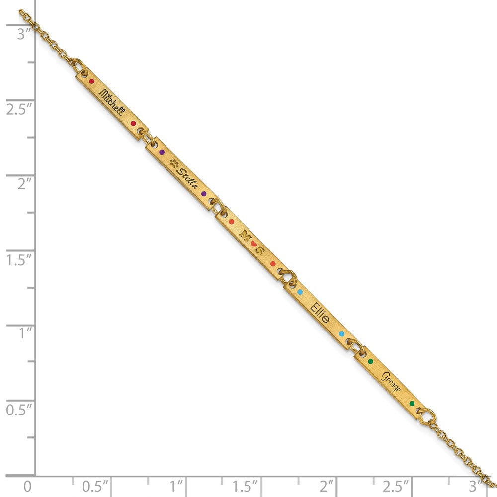 14K Yellow Gold Brushed 5 Station Epoxy Dots Bracelet