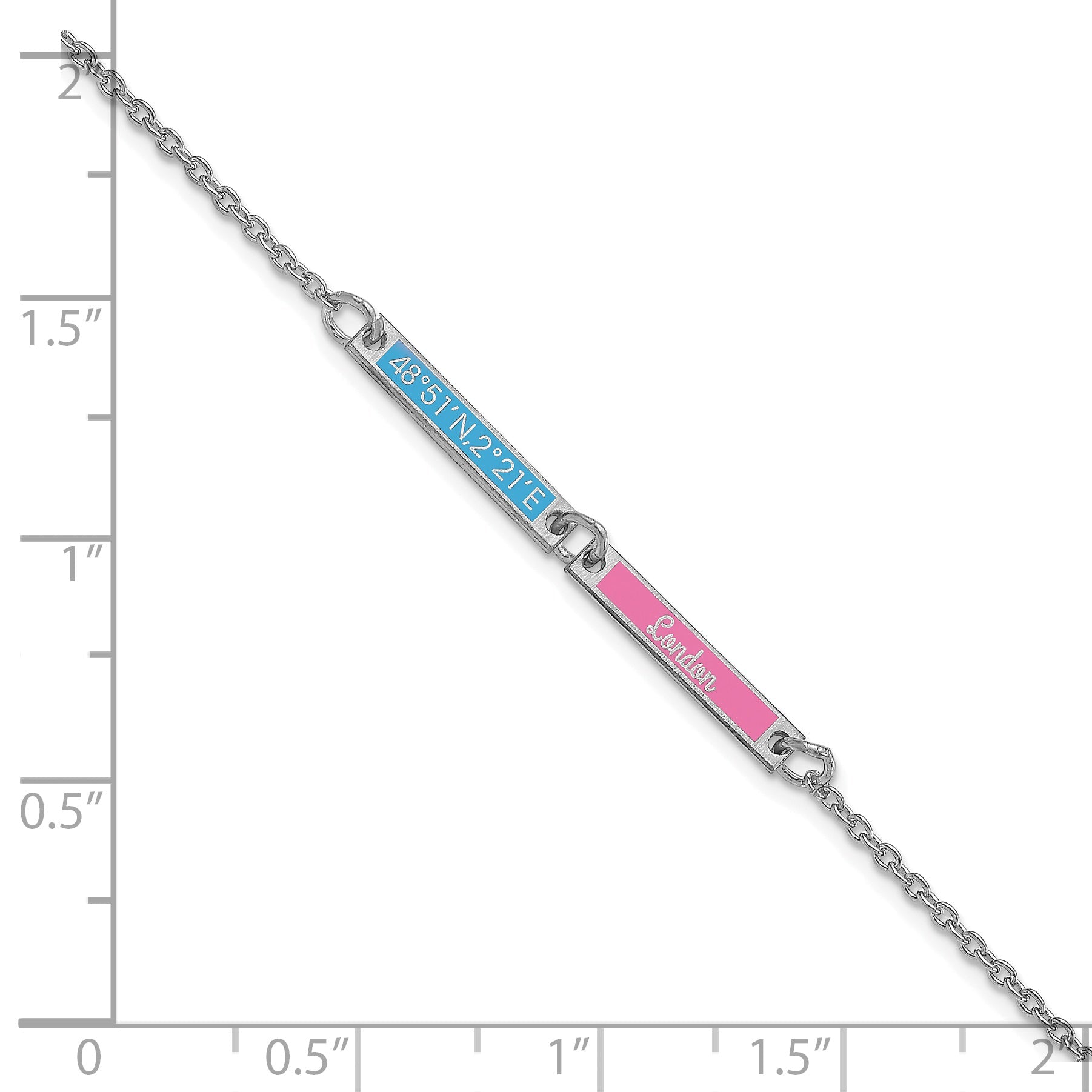 14K White Gold Brushed 2 Station Epoxy Bracelet