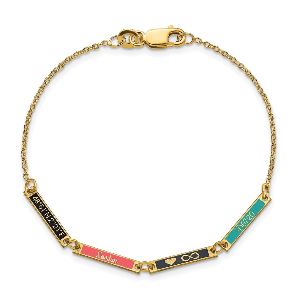 Gold Plated Sterling Silver/Gold Brushed 4 Station Epoxy Bracelet