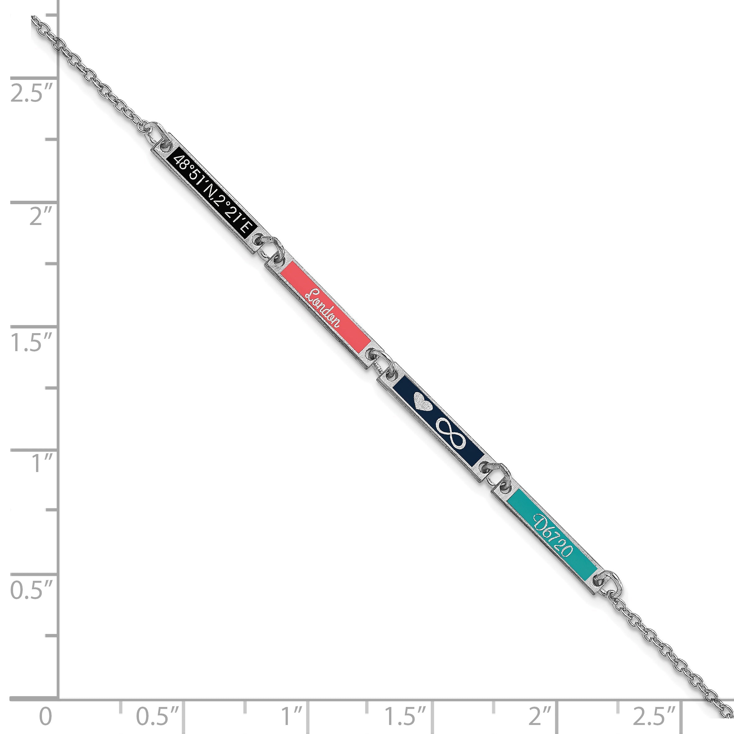 14K White Gold Brushed 4 Station Epoxy Bracelet