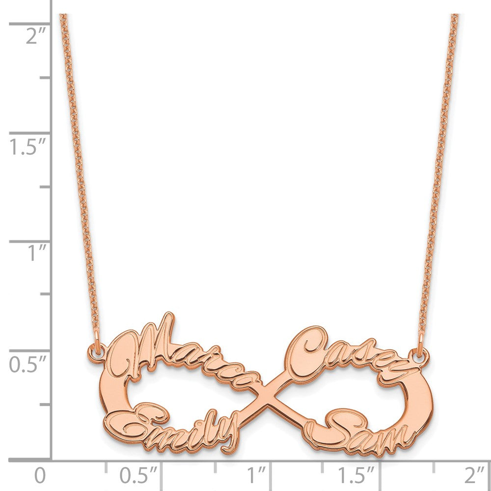 14K Rose Gold 4 Name Infinity Necklace