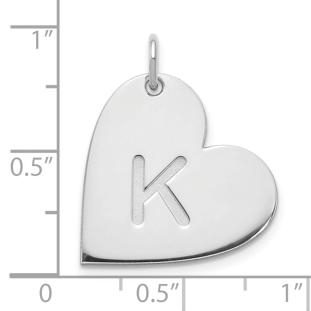 14K White Gold Initial Heart Charm