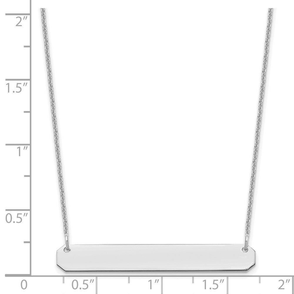 14K White Gold Medium Blank Bar Necklace