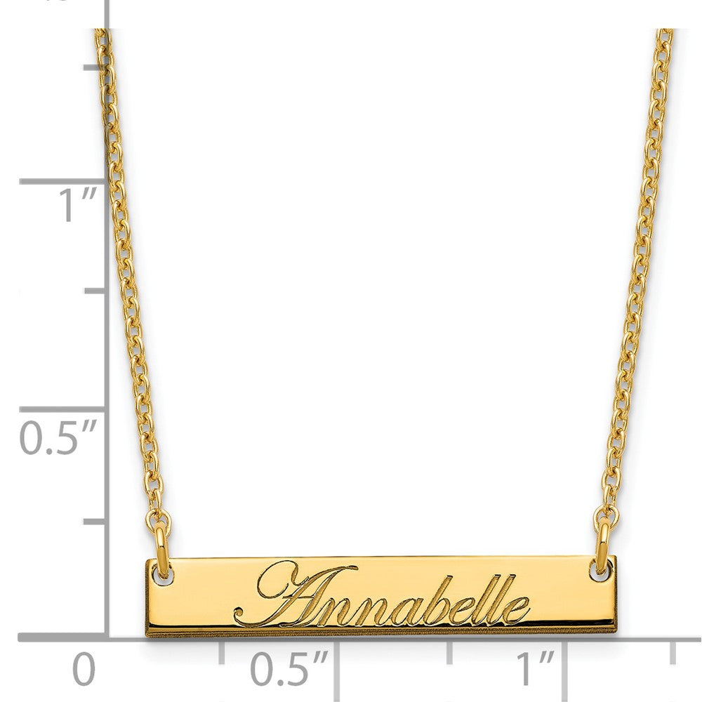 Gold Plated Sterling Silver/Gold Small Edwardian Script Bar Necklace