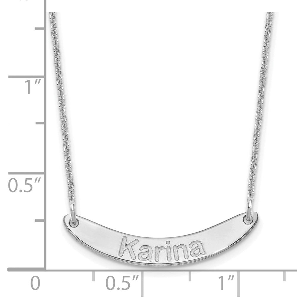 14K White Gold Small Arial Rounded Curved Bar Necklace