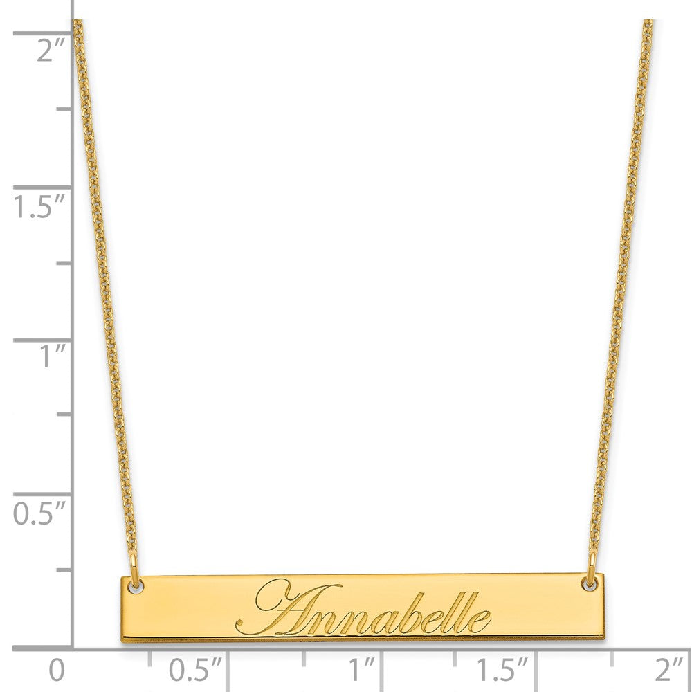 14K Yellow Gold Medium Edwardian Script Bar Necklace