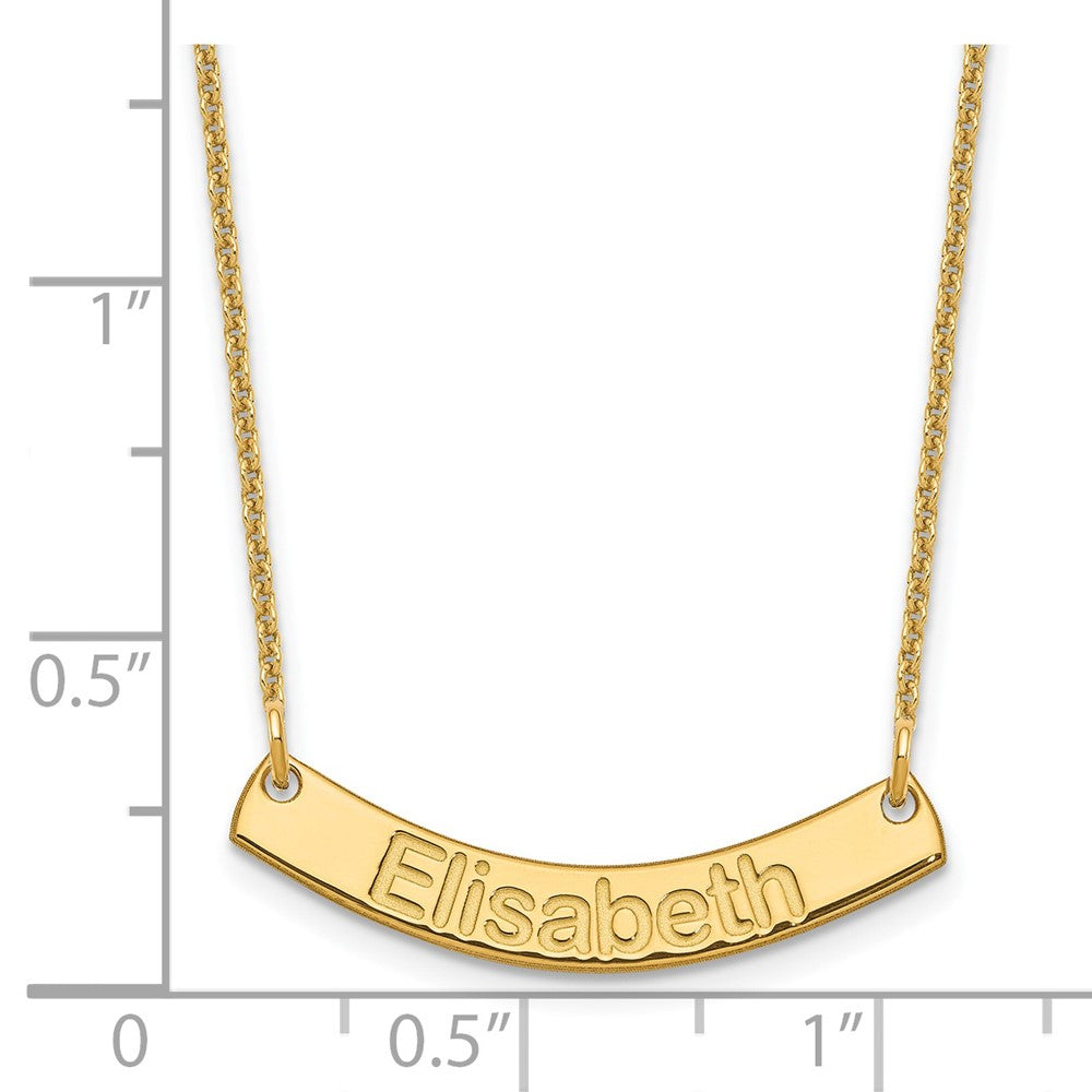 14K Yellow Gold Small Arial Rounded Curved Bar Necklace