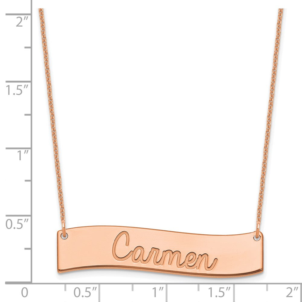 14K Rose Gold Medium Always In My Heart Curved Bar Necklace