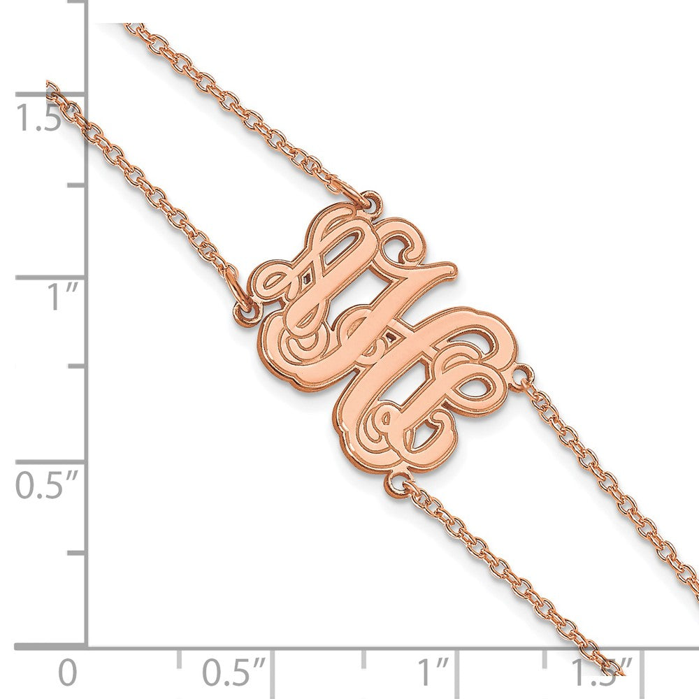 14K Rose Gold Double Chain Etched Monogram Bracelet