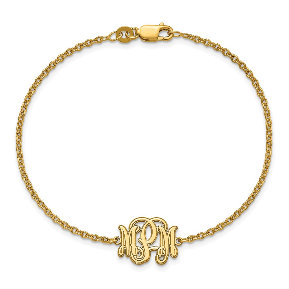 Gold Plated Sterling Silver/Gold Etched Monogram Bracelet