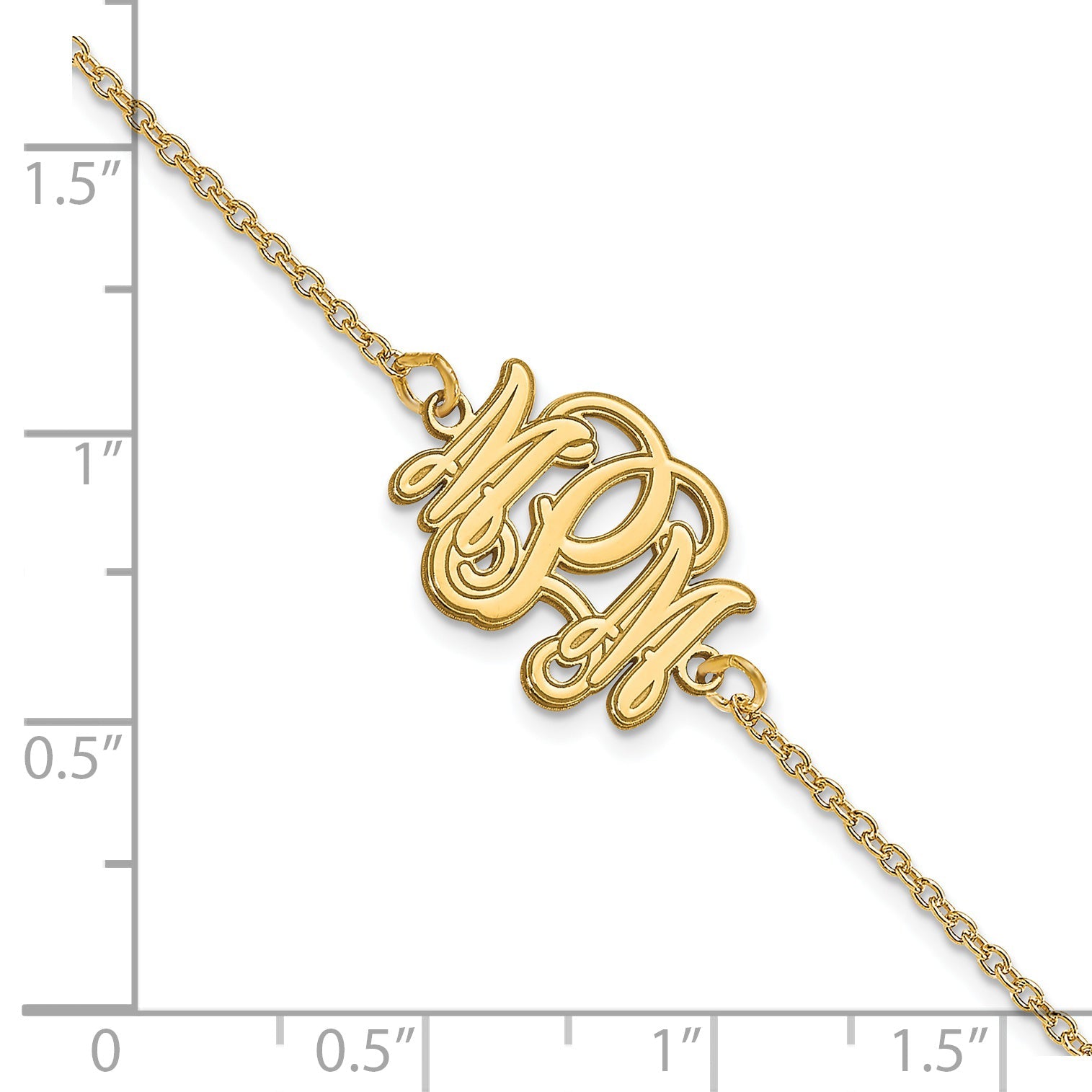 14K Yellow Gold Etched Monogram Bracelet