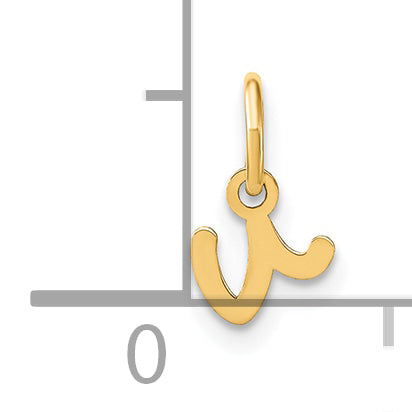 14k Yellow Gold 14KY Lower case Letter V Initial Charm
