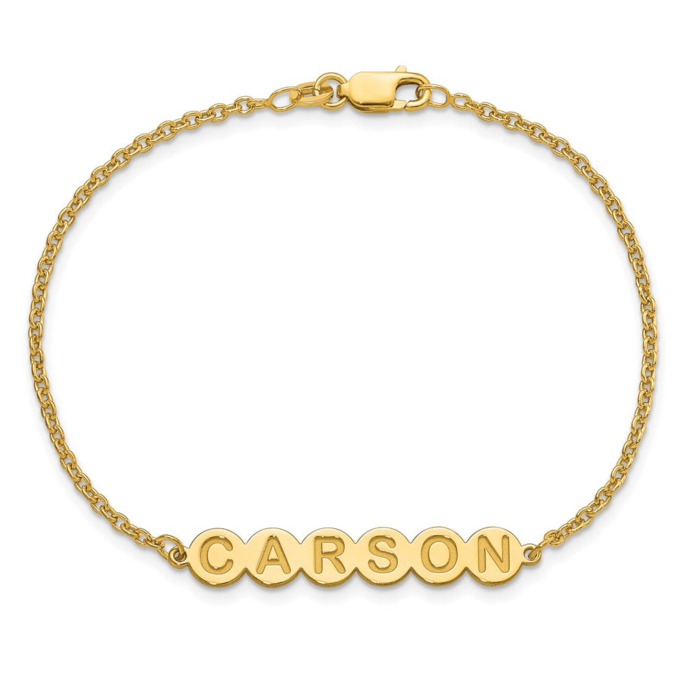 Gold Plated Sterling Silver/Gold 6 Letter Bubble Bracelet