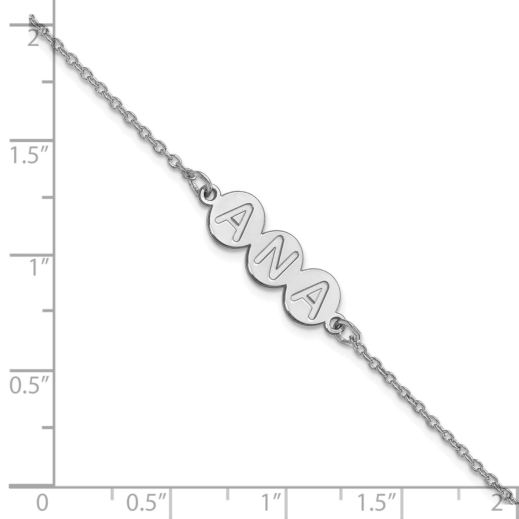 14K White Gold 3 Letter Bubble Bracelet