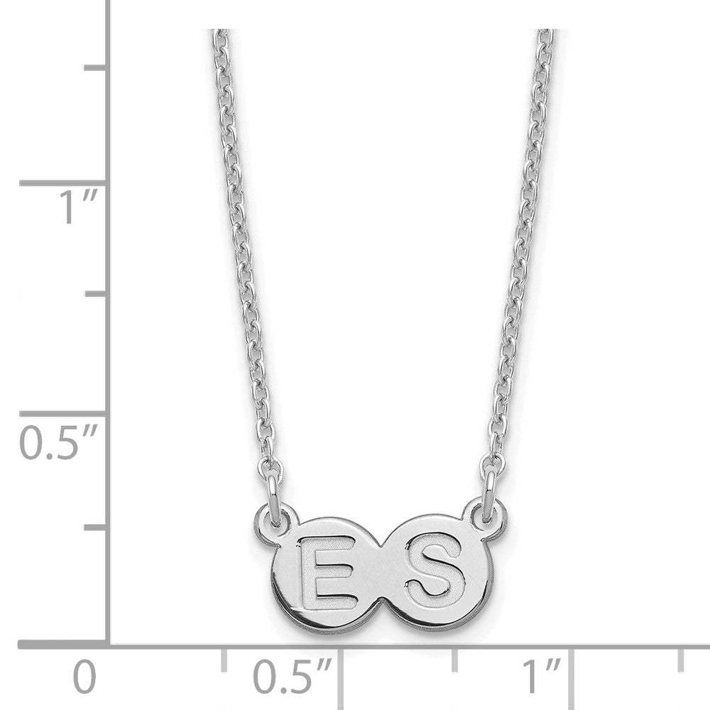 Sterling Silver Silver/Rhodium Plated 2 Letter Bubble Necklace