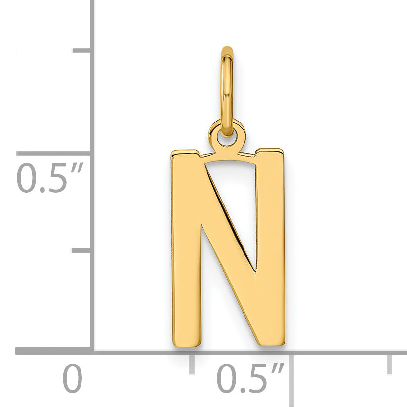 14k Yellow Gold 14ky Letter N Initial Pendant