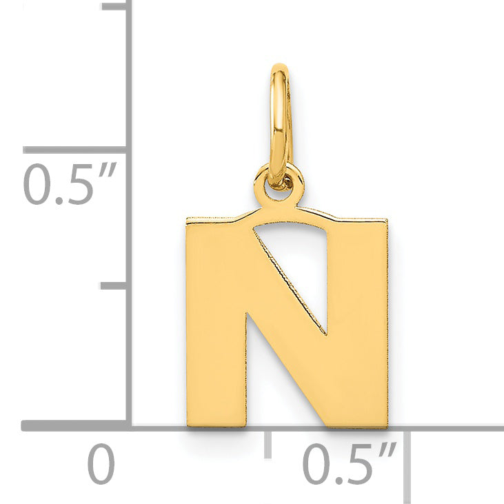 14k Yellow Gold 14ky Letter N Initial Pendant