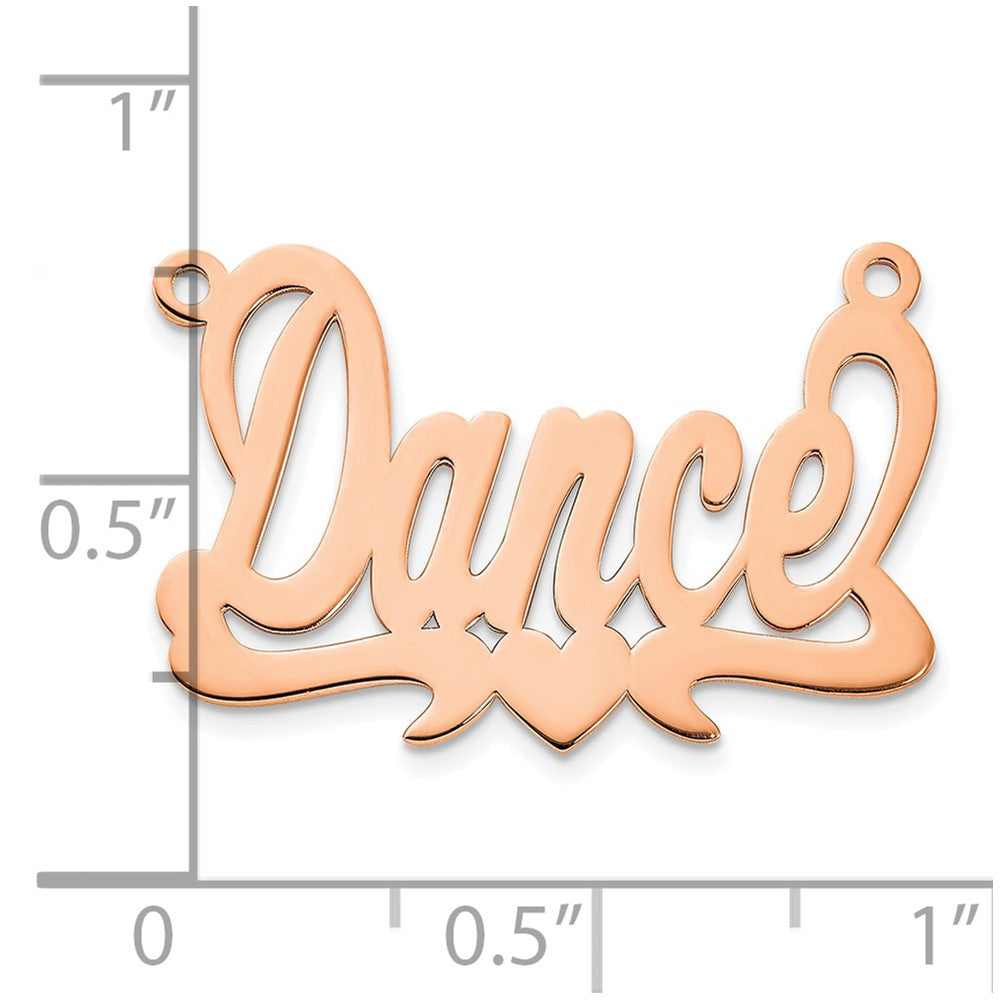 Rose Plated Sterling Silver/Rose Polished Heart Name Plate