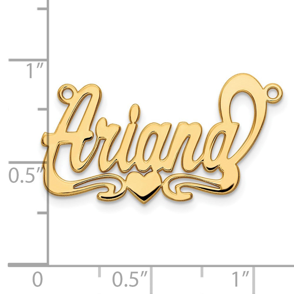 Gold Plated Sterling Silver/Gold Polished Heart Name Plate