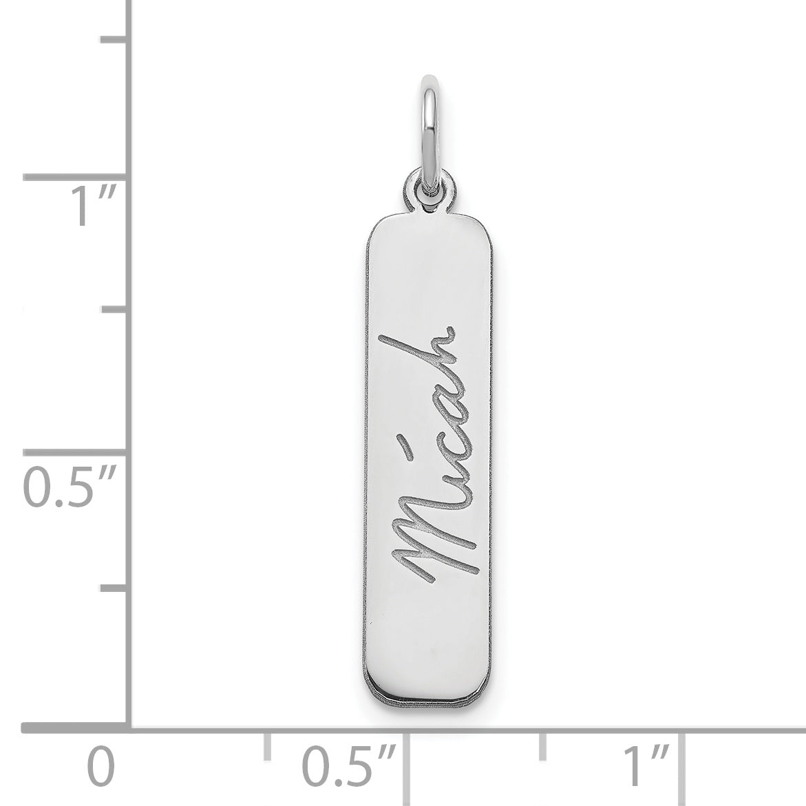 Sterling Silver Silver/Rhodium Plated Signature Bar Charm