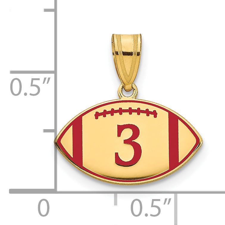 Gold Plated Sterling Silver/Gold Personalized Football Epoxy Pendant