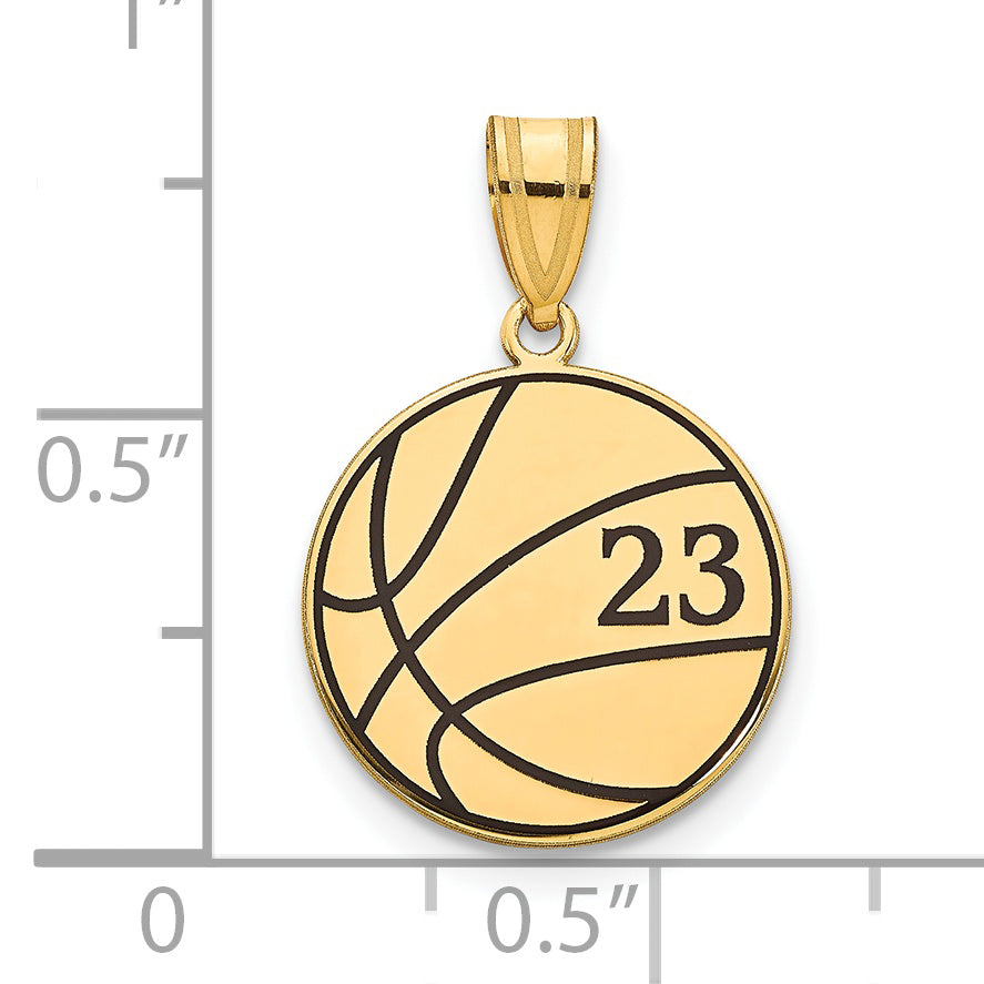 Gold Plated Sterling Silver/Gold Basketball Epoxy Pendant