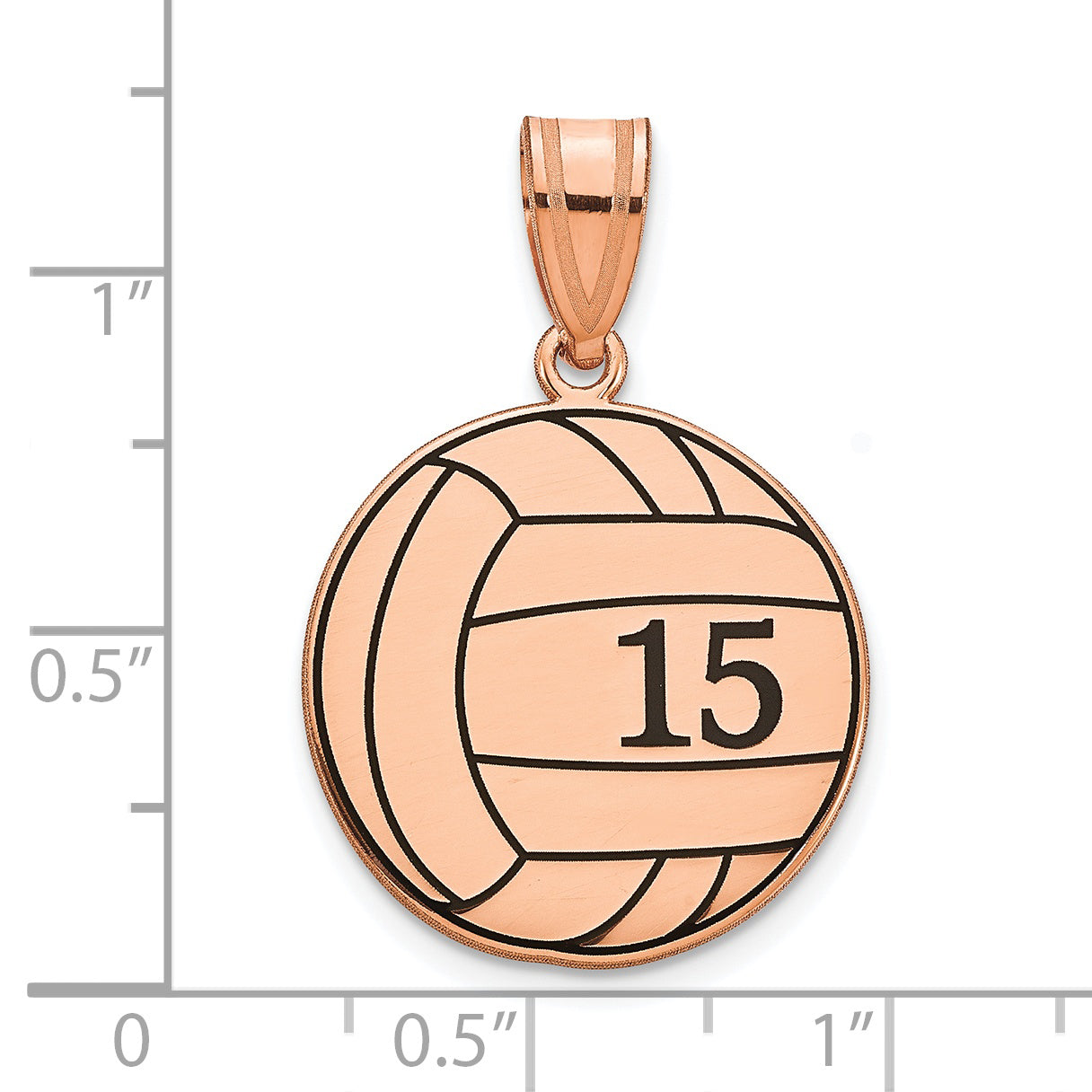 14K Rose Gold Personalized Volleyball With Enameled Pendant
