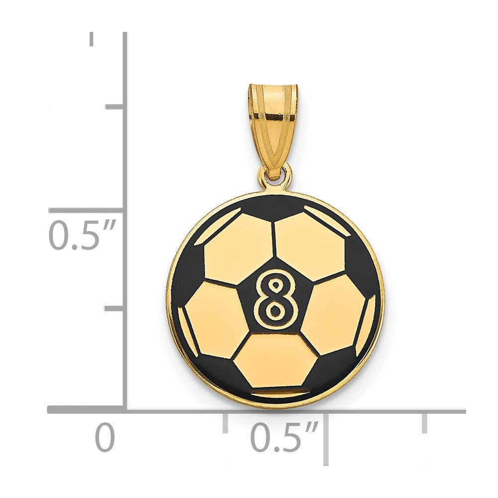 Gold Plated Sterling Silver/Gold Personalized Soccer Ball Epoxy Pendant